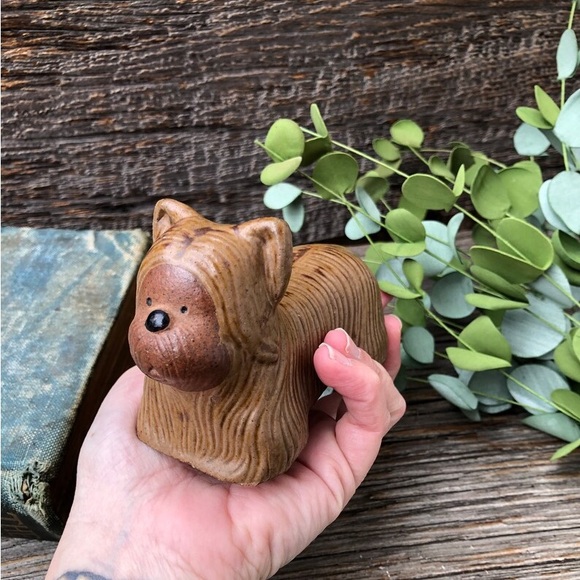 Cute Vintage Dog Figurine ceramic Maltese or Silky Terrier Vtg clay Terracotta🤎 - Picture 8 of 11